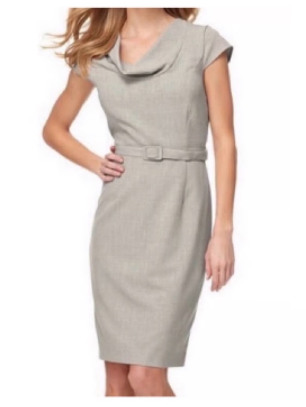 Calvin Klein Cap-Sleeve Sheath Dress in Light Gray